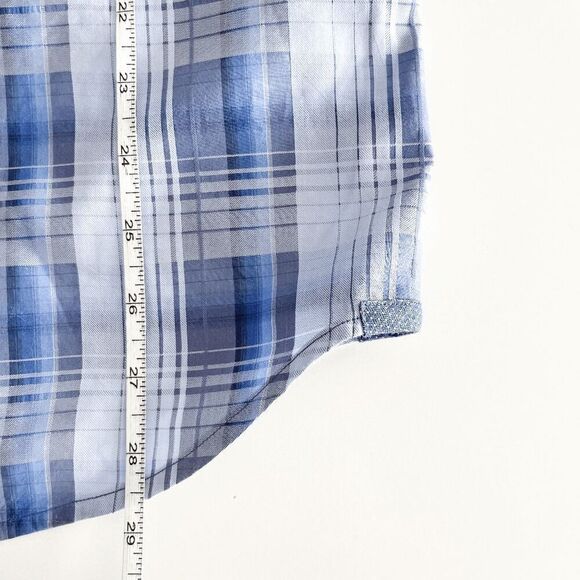 Tommy Bahama Mens Long Sleeve Silk Button-Down Shirt Blue Plaid Size Large - Picture 6 of 8